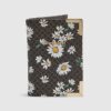 Brown Daisy Monogram Print Passport Holder