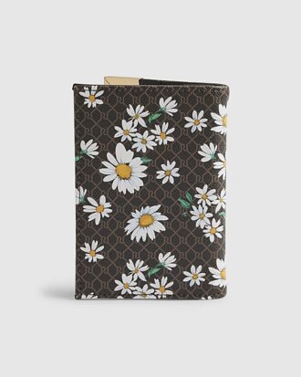 Brown Daisy Monogram Print Passport Holder
