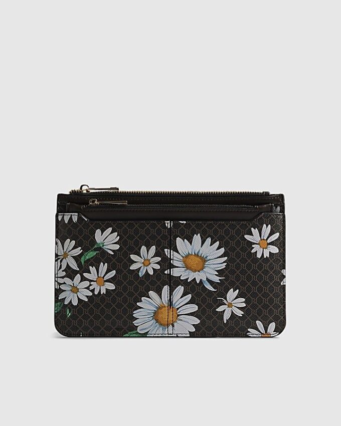 Brown Daisy Monogram Travel Wallet
