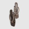 Brown Diamante Toe Thong Heeled Sandals