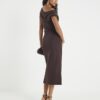 Brown Drape Midi Dress