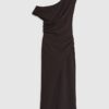 Brown Drape Midi Dress