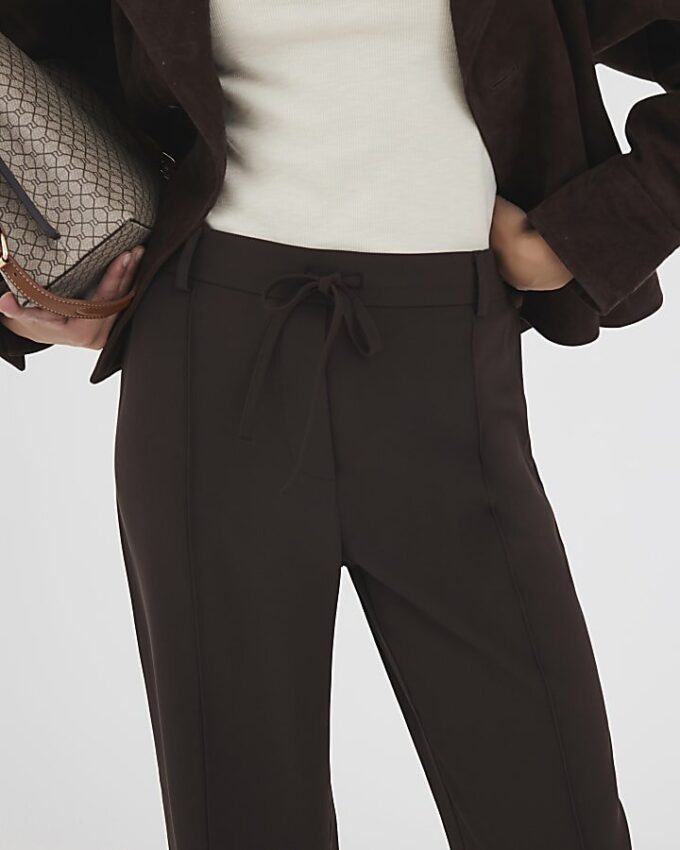Brown Elasticated Wide Leg Trousers