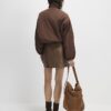 Brown Faux Leather Belted Mini Skirt