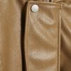 Brown Faux Leather Funnel Neck Jacket
