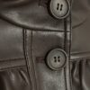 Brown Faux Leather Gathered Sleeve Jacket