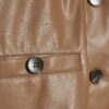 Brown Faux Leather Short Sleeve Pocket Shirt