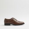 Brown Faux Leather Textured Lace Up Shoes