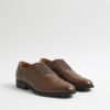 Brown Faux Leather Textured Lace Up Shoes
