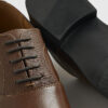 Brown Faux Leather Textured Lace Up Shoes