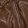 Brown Faux Leather Woven Bomber Jacket