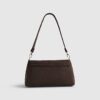 Brown Faux Suede Bar Front Clutch Bag