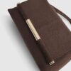 Brown Faux Suede Bar Front Clutch Bag