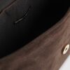 Brown Faux Suede Bar Front Clutch Bag