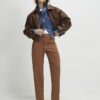 Brown Faux Suede Barrel Leg Trousers