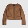 Brown Faux Suede Button Up Trophy Jacket