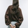 Brown Faux Suede Collared Bomber Jacket