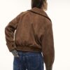Brown Faux Suede Dropped Bomber Jacket