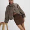 Brown Faux Suede Mini Skirt