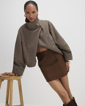 Brown Faux Suede Mini Skirt