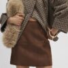 Brown Faux Suede Mini Skirt