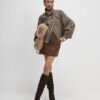 Brown Faux Suede Mini Skirt