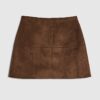 Brown Faux Suede Mini Skirt