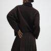 Brown Faux Suede Pleated Mini Skirt