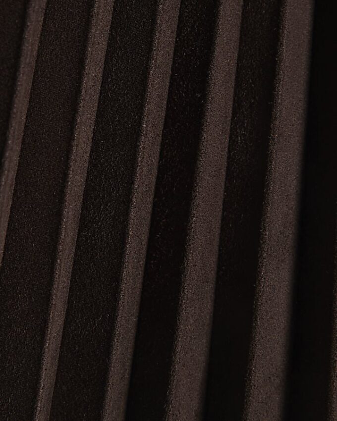 Brown Faux Suede Pleated Mini Skirt