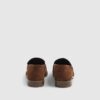 Brown Faux Suede Silver Detail Loafers