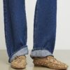 Brown Faux Suede Studded Loafers
