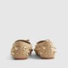 Brown Faux Suede Studded Loafers