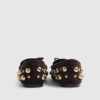 Brown Faux Suede Studded Loafers