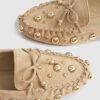 Brown Faux Suede Studded Loafers