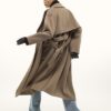 Brown Faux Wool Belted Trench Coat
