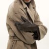 Brown Faux Wool Belted Trench Coat