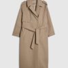 Brown Faux Wool Belted Trench Coat