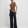 Brown Fitted Knit Sleeveless Top