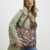 Brown Floral Monogram Buckle Shopper Bag