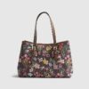 Brown Floral Monogram Buckle Shopper Bag