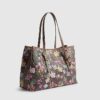 Brown Floral Monogram Buckle Shopper Bag