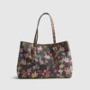 Brown Floral Monogram Buckle Shopper Bag