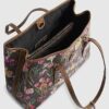 Brown Floral Monogram Buckle Shopper Bag