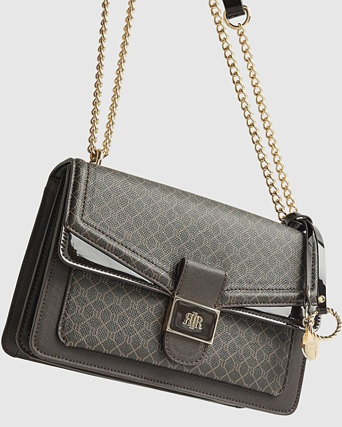 Brown Front Chain Shoulder Bag