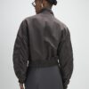 Brown Funnel Neck Bomber Jacket