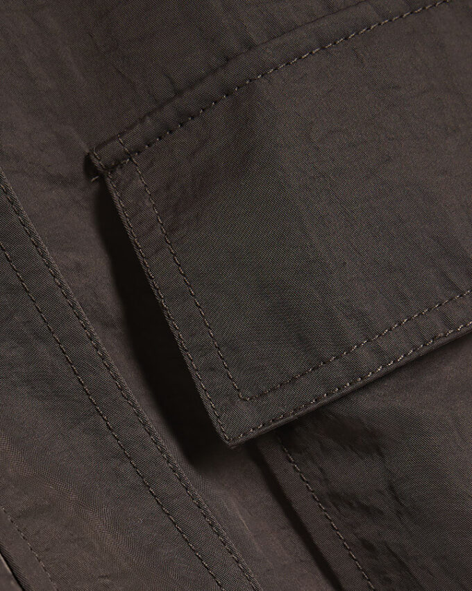 Brown Funnel Neck Bomber Jacket