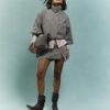 Brown Funnel Neck Bubble Hem Bomber Jacket