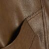 Brown Funnel Neck Distressed Bomber Jacket