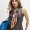 Brown Geometric Chain Print Neck Scarf