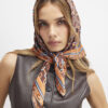 Brown Geometric Chain Print Neck Scarf